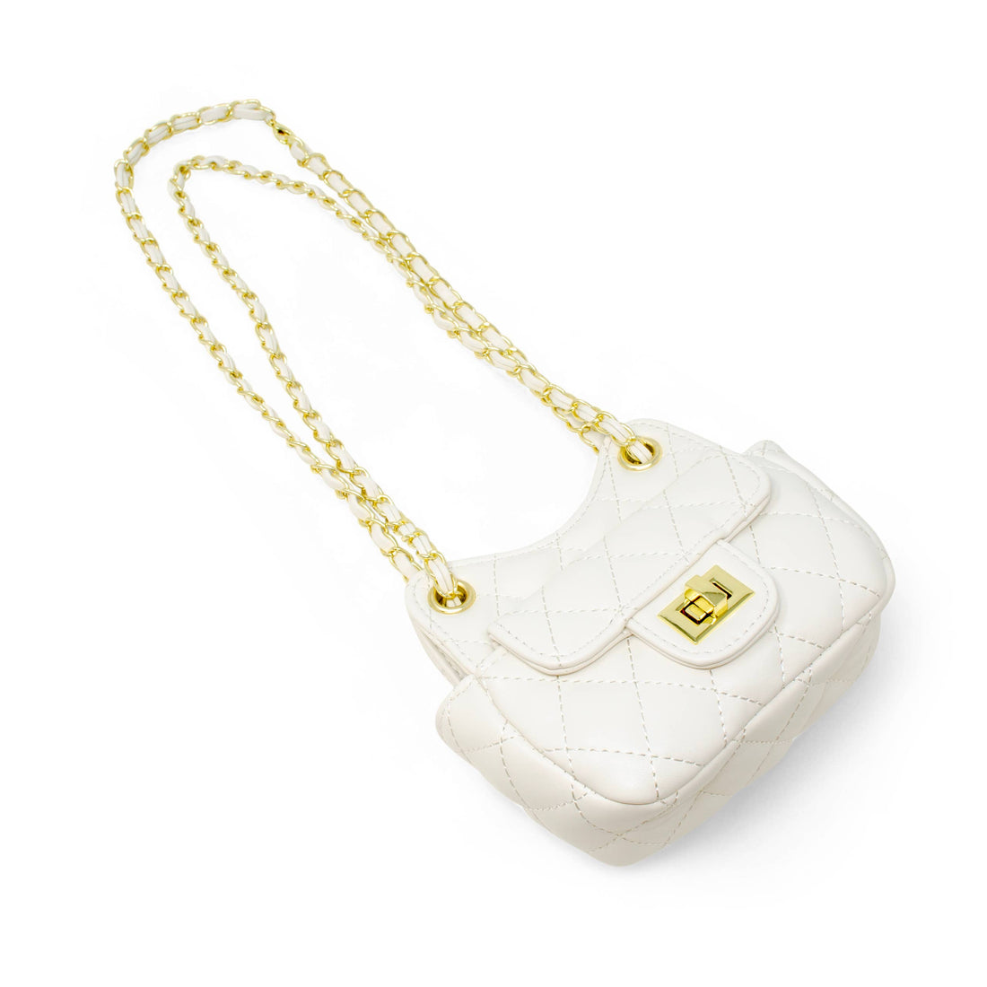 Girls Tiny Quilted Treasure Purse: White