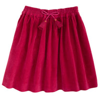 Cranberry velvet colored skirt with tassle/drawstring--CircleSkirt BISBY girls/teens