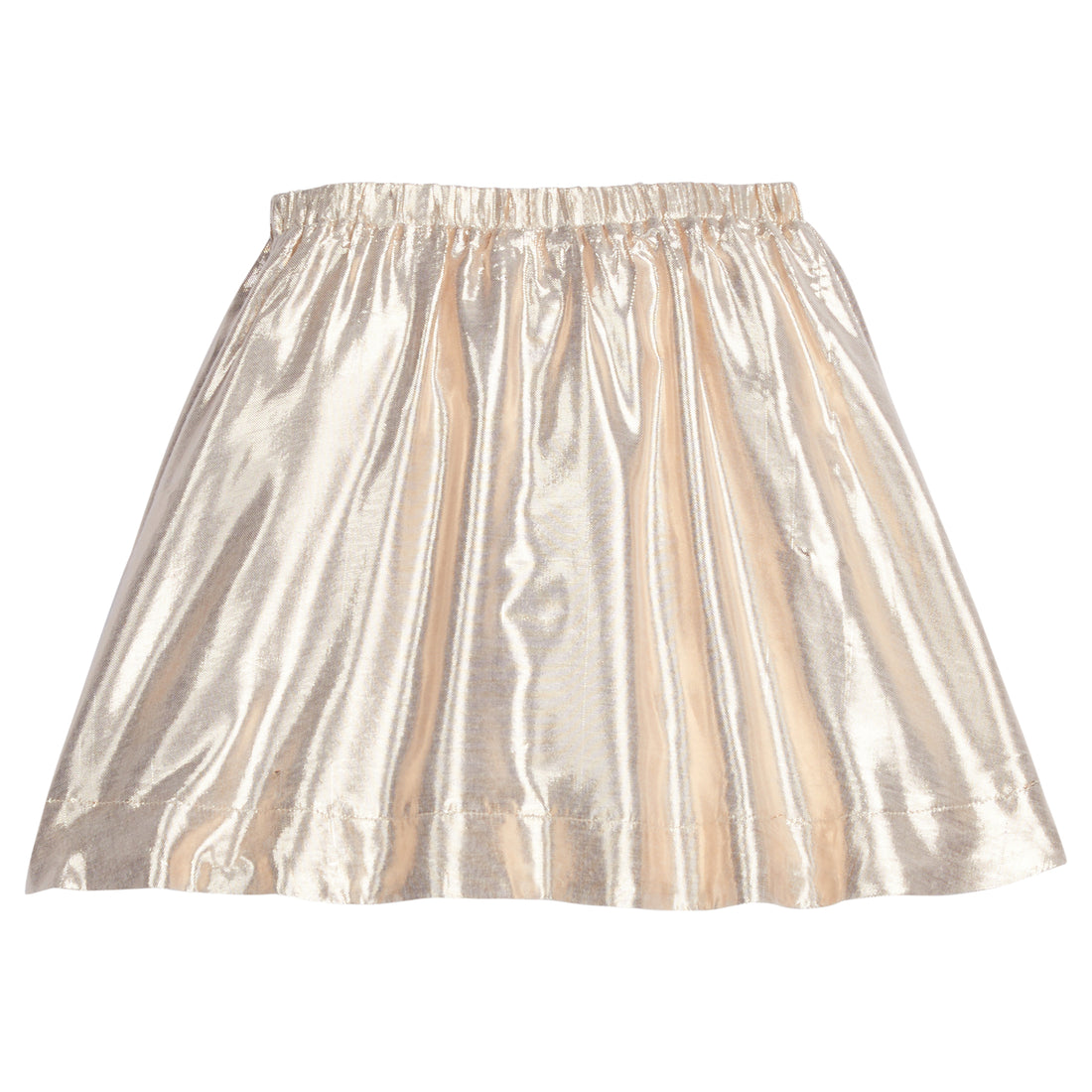 Girl/Tween skort in our Gold metallic color which has an elastic waistband and built in shorts underneath-BISBY