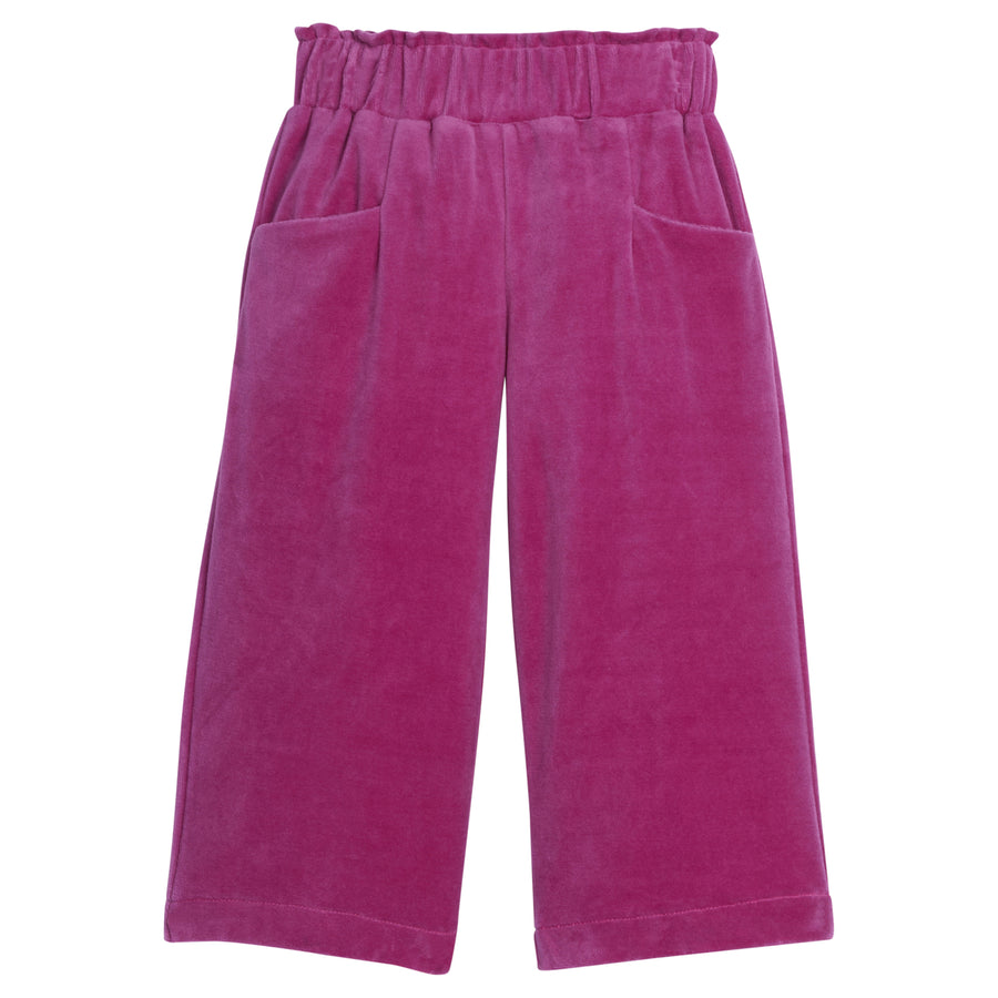 Girls/Tween pants in our Magenta Velour. Pants feature an elastic waistband with pockets in the front and is in our super soft velour fabric for a comfy fit-BISBY