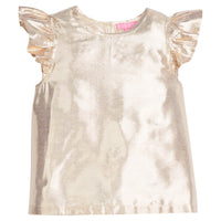 Girls/Tween Gold metallic top featuring angel sleeve detail. Made of super lightweight material as well-BISBY