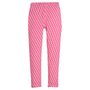 Girls/Tween knit leggings in our Bougainvillea light pink/hot pink floral pattern. Leggings have an elastic waistband for a comfy fit-BISBY