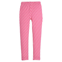 Girls/Tween knit leggings in our Bougainvillea light pink/hot pink floral pattern. Leggings have an elastic waistband for a comfy fit-BISBY