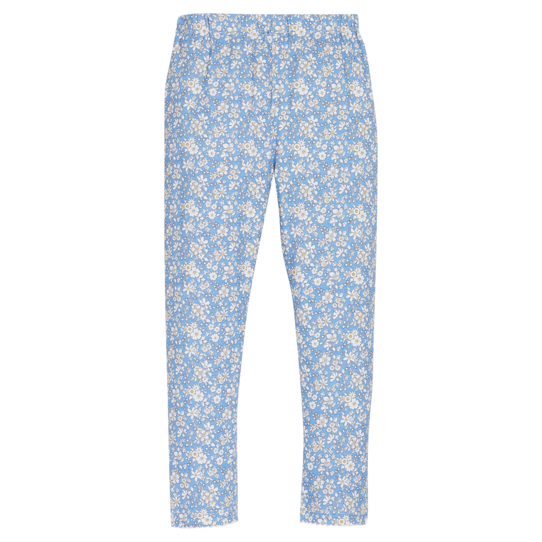 Girls/Tween knit leggings in our Roland Floral Blue pattern. Leggings have an elastic waistband for a comfy fit-BISBY