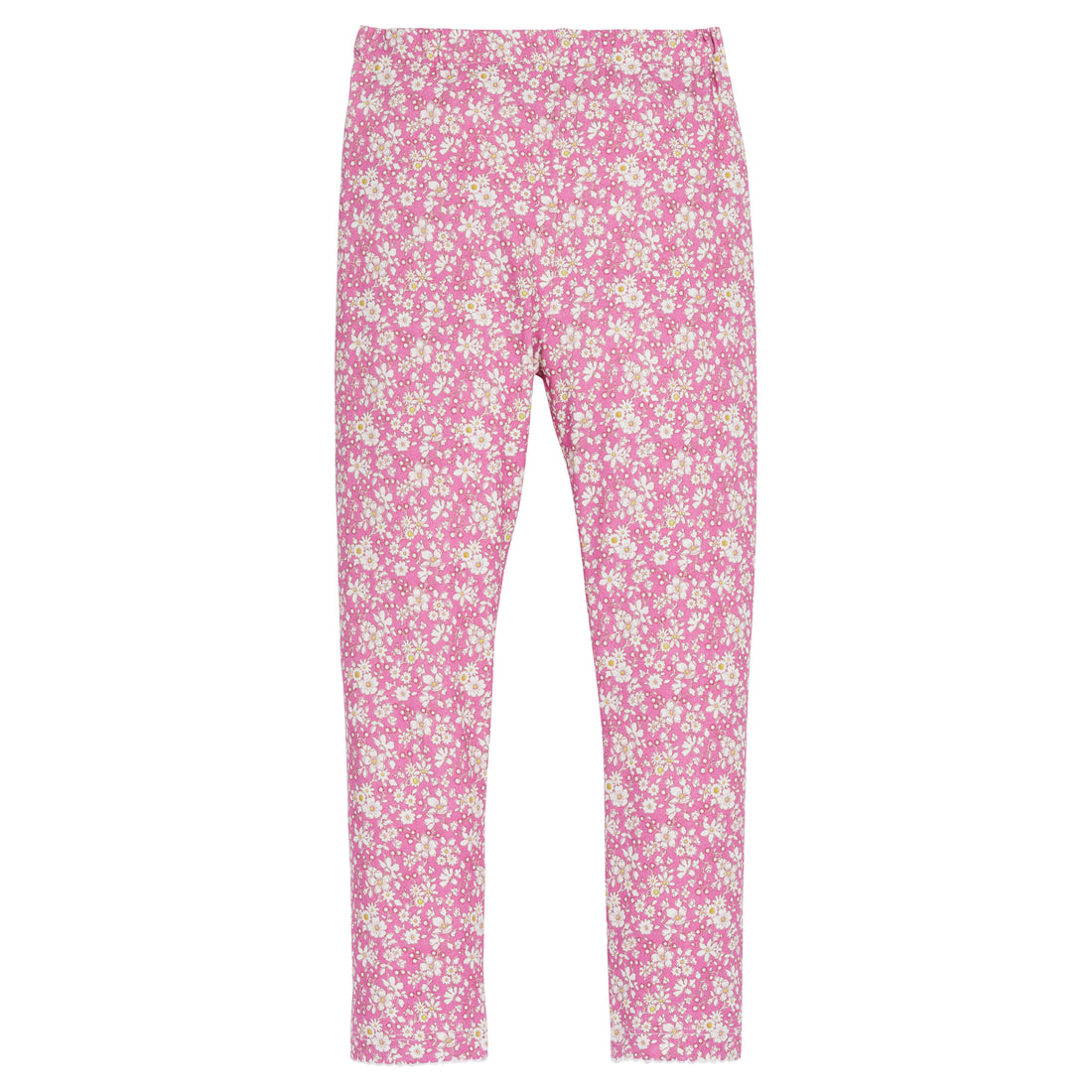 Girls/Tween knit leggings in our Roland Floral Fuchsia pattern. Leggings have an elastic waistband for a comfy fit-BISBY