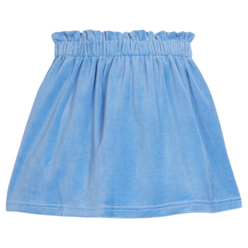 Girls/Tween skirt in our French Blue Velour. Skirt features an elastic waistband and the fabric is a stretchy velour for a comfortable relaxed fit-BISBY