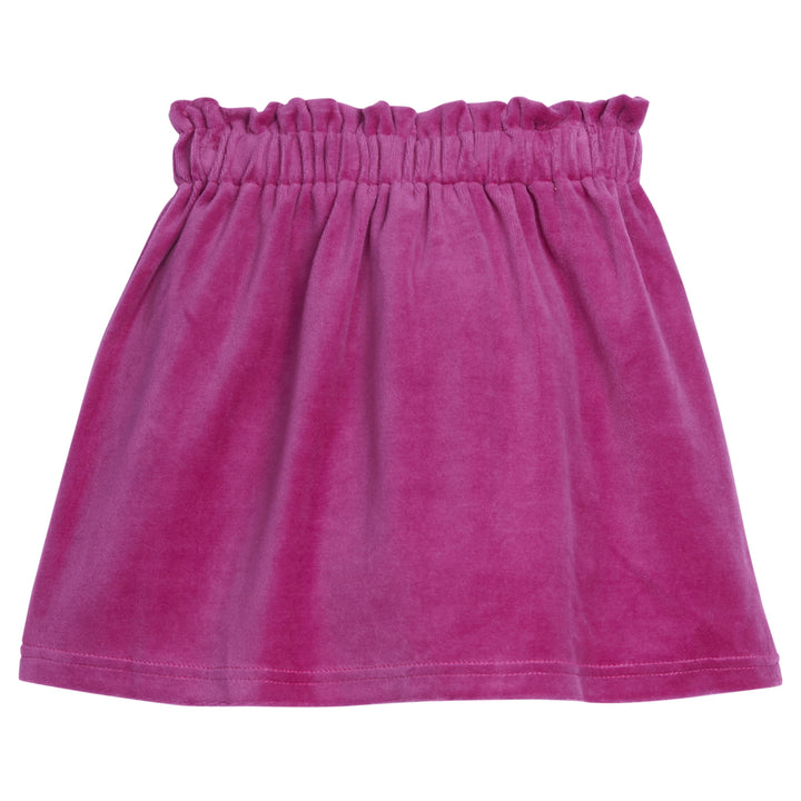 Girls/Tween skirt in our Magenta Velour. Skirt features an elastic waistband and the fabric is a stretchy velour for a comfortable relaxed fit-BISBY