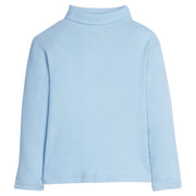 Girl/Tween ribbed turtleneck in our Ice Blue color. Turtleneck is a thicker knit fabric with ribbed texture detail-BISBY