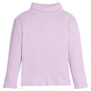 Girl/Tween ribbed turtleneck in our Lilac color. Turtleneck is a thick knit fabric with ribbed texture detail-BISBY