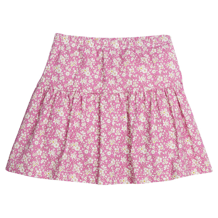 Girls/Tween skort in our Roland Floral Fuchsia floral pattern which features white flowers on a fuchsia background. Skort featues an elastic waistband and built in shorts for a comfy relaxed fit-BISBY