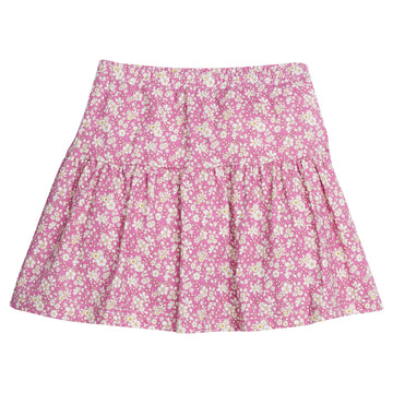 Girls/Tween skort in our Roland Floral Fuchsia floral pattern which features white flowers on a fuchsia background. Skort featues an elastic waistband and built in shorts for a comfy relaxed fit-BISBY