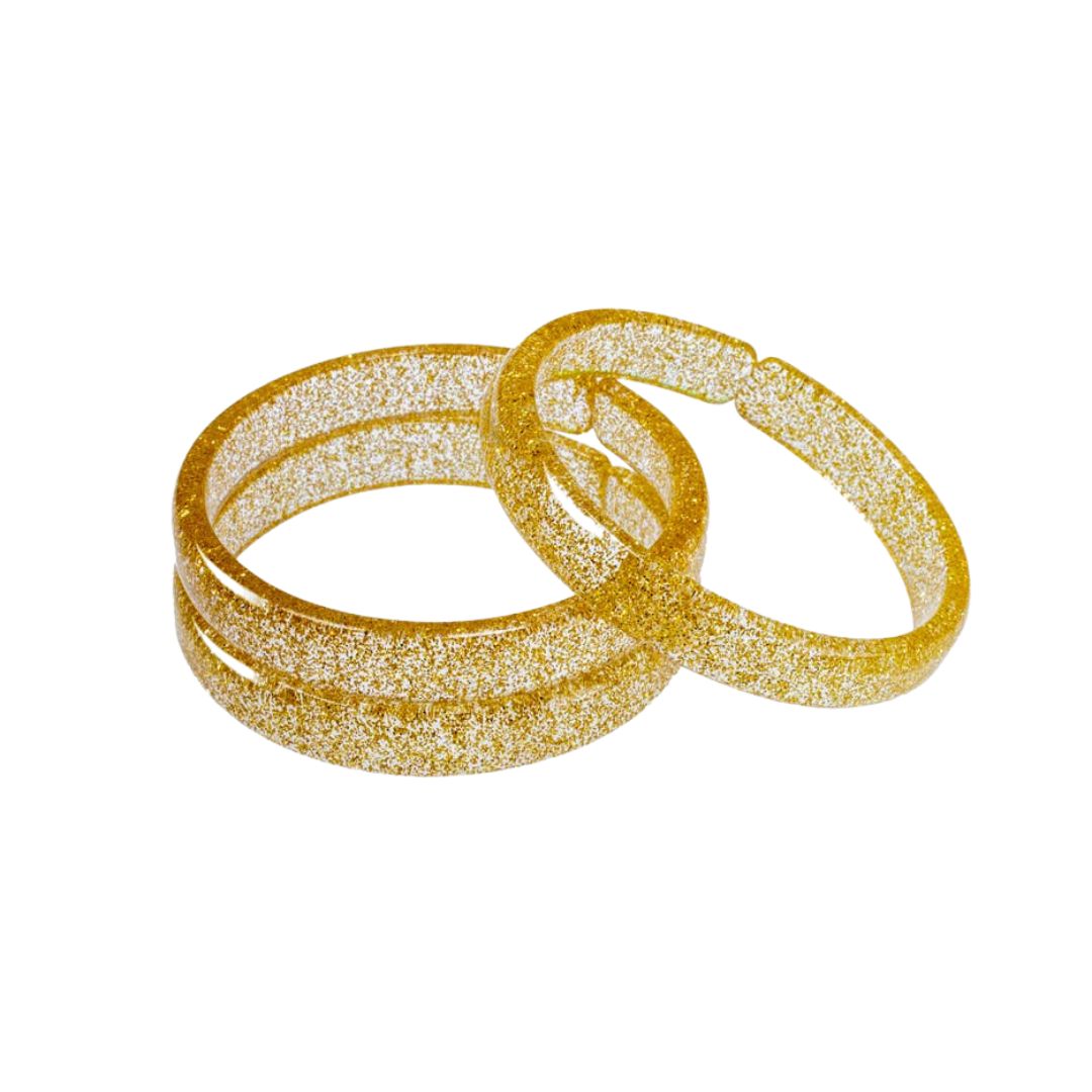 Gold Glitter Bangles - Set of 3