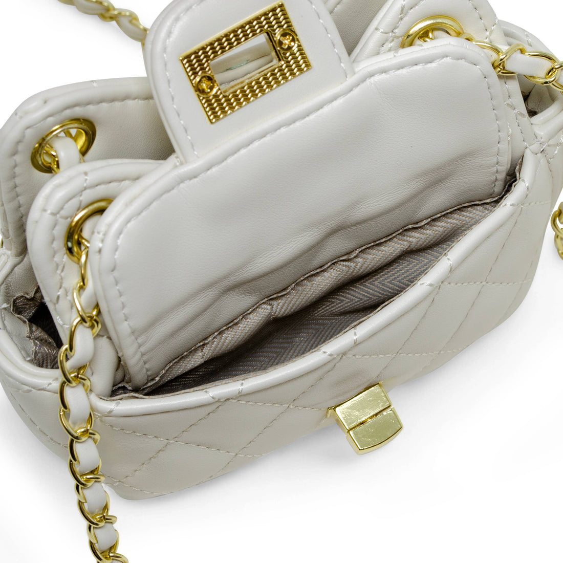 Girls Tiny Quilted Treasure Purse: White