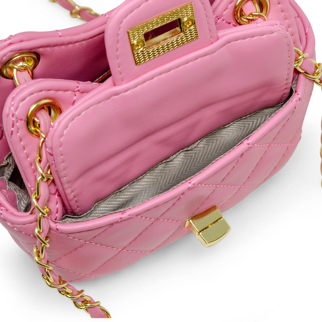 Girls Tiny Quilted Treasure Purse: Pink