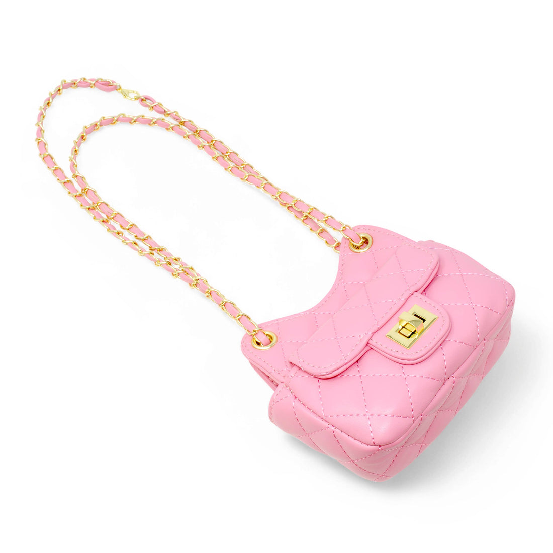 Girls Tiny Quilted Treasure Purse: Pink