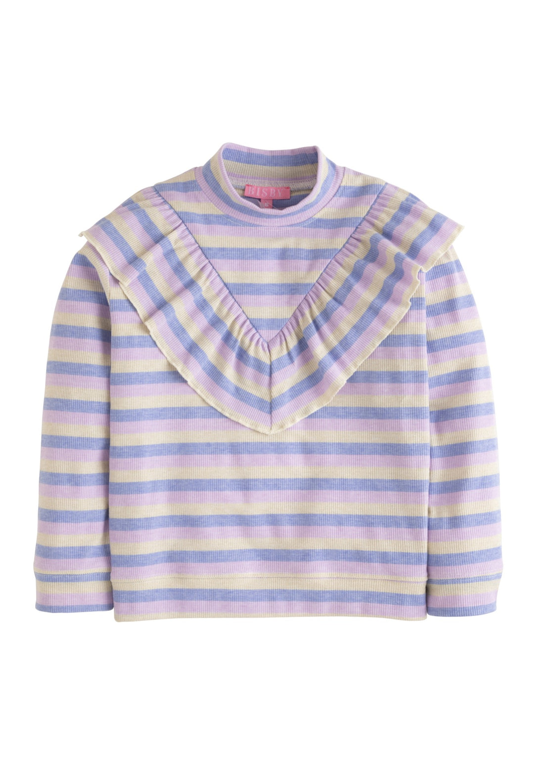 BISBY girl striped turtleneck, ruffled turtleneck, girls purple turtleneck